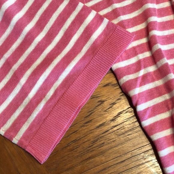 NYDJ Serra striped linen blend sweater in pink Size L - Picture 5 of 13